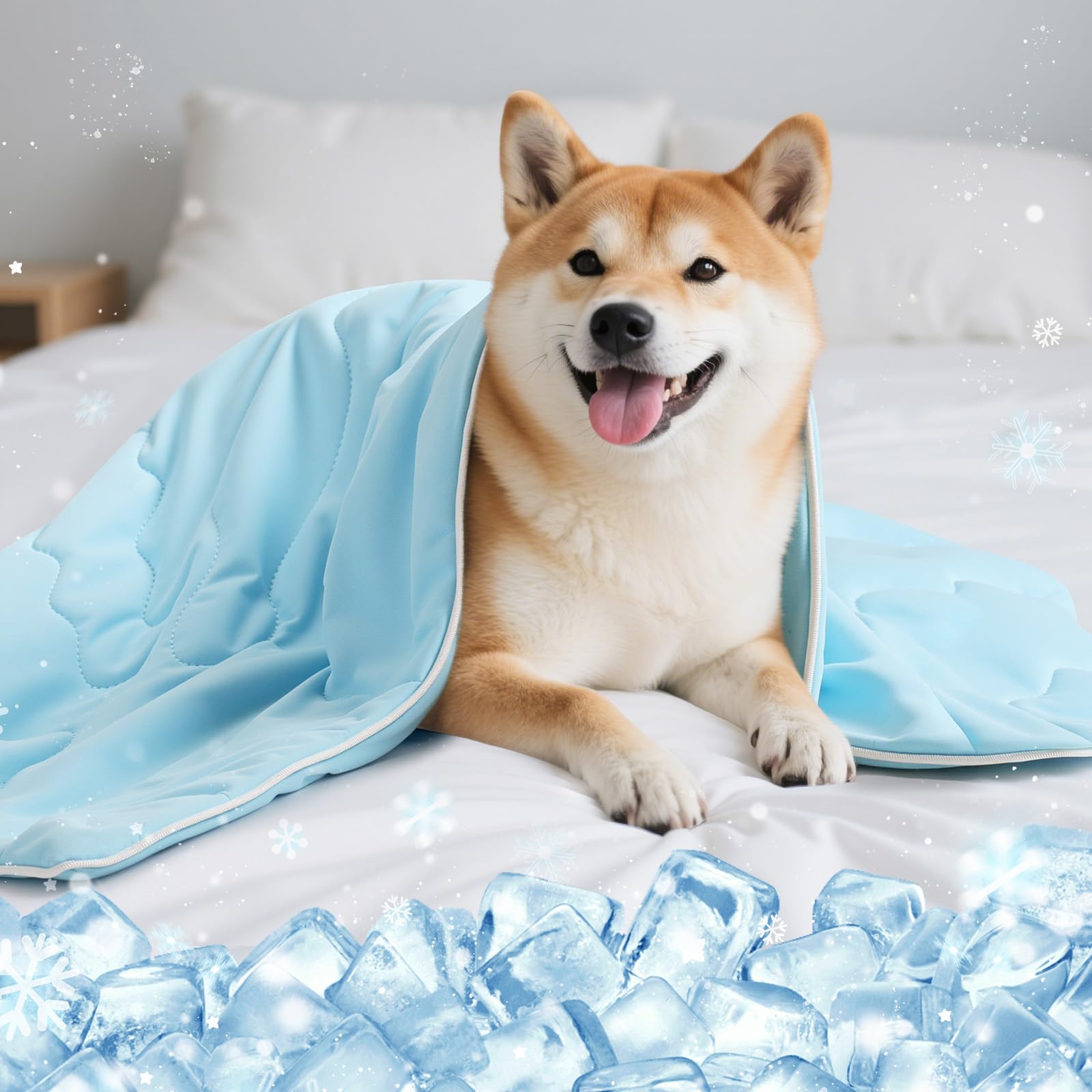 

Прохладное одеяло для прохладной собаки 75 x 100 Прохладное для жары Охлаждающее для собак и ценное Охлаждение машины Легко для синих питомцев, Pawaboo, Прикосновение, Одеяло, синий