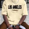 Cotton Summer Men's 100% Cotton Comfortable Casual Loose Plus Size LOS ANGELES Printed Sports Round Neck Short Sleeved T-shirt Top