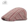 Japanese minimalist vintage striped beret for women, British retro duckbill forward hat for men, artistic young artist hat
