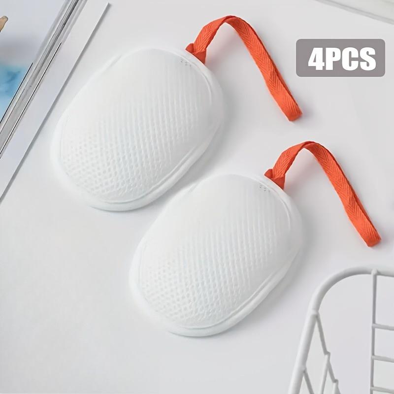 4 Stück Taschenseifenschaumnetz, Weißes Netz Reise Tragbar Seifenblatt Schaumnetz - Wiederverwendbares Badeseifenblatt Reinigungs-Schaumnetz