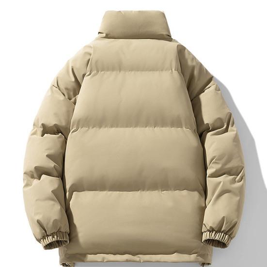 Vinter bomullsrock Ståkrage Långärmad Dragkedja Knappslå Pufferjacka Fickor Enfärgad Loose Fit Förtjockad Varma ytterkläder