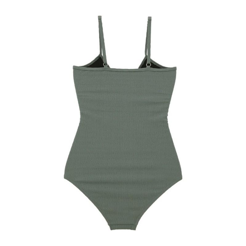 Korean Style Solid Color One Piece Swimsuit Women Tummy Control Slimming Swimwear
