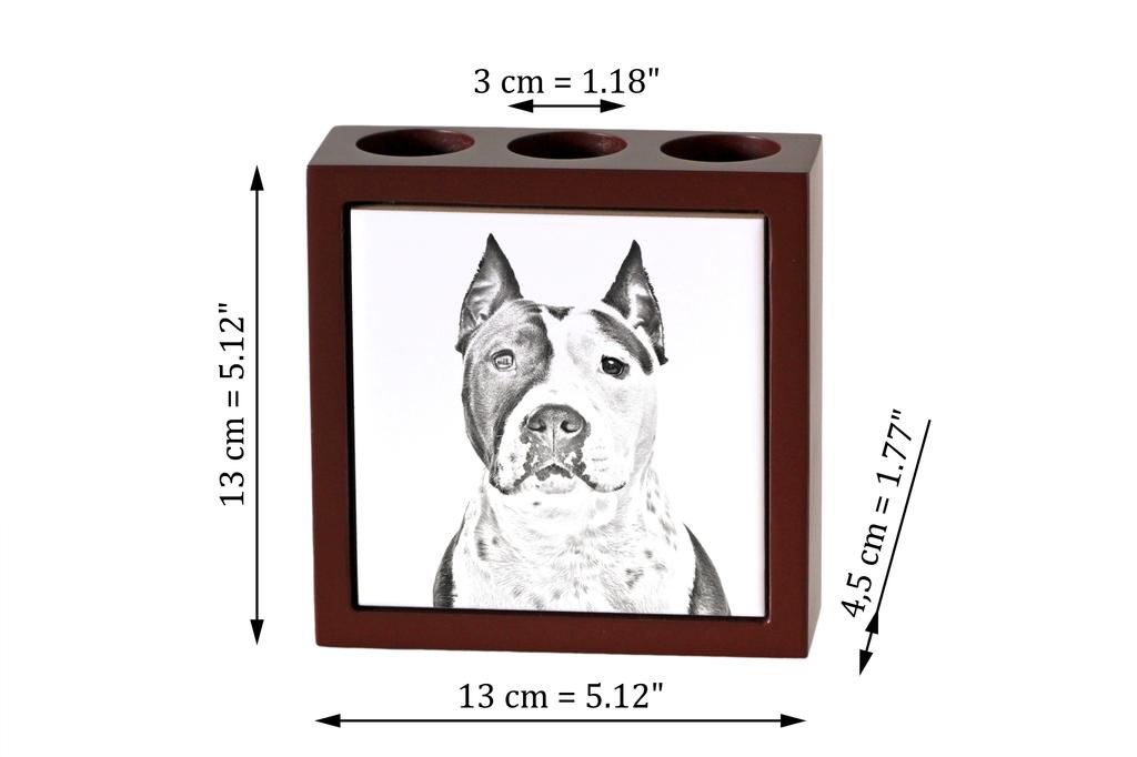American Staffordshire Terrier, Amstaff – Pen holder with a dog, desk organizer with a print | Art-Dog