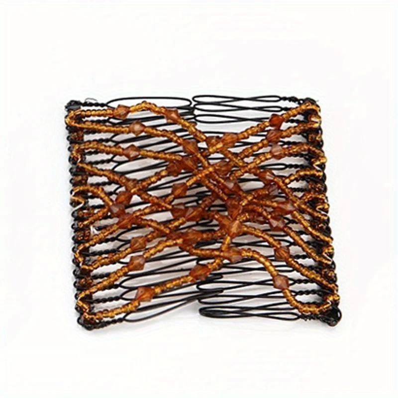 Kreativer vielseitiger magischer Haarkamm - 1 Stück Doppellagen-Haarspange, elastisch, modisch - Marmorkopf, Kristallperle