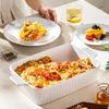 Deepened Baking Dish Stripe Pattern Lasagna Pan Cooking Utensils Ceramic Baking Tray  Roast Chicken
