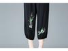 Mom's Summer Embroidered Cotton Linen Pants - Breathable Casual Fit for Women
