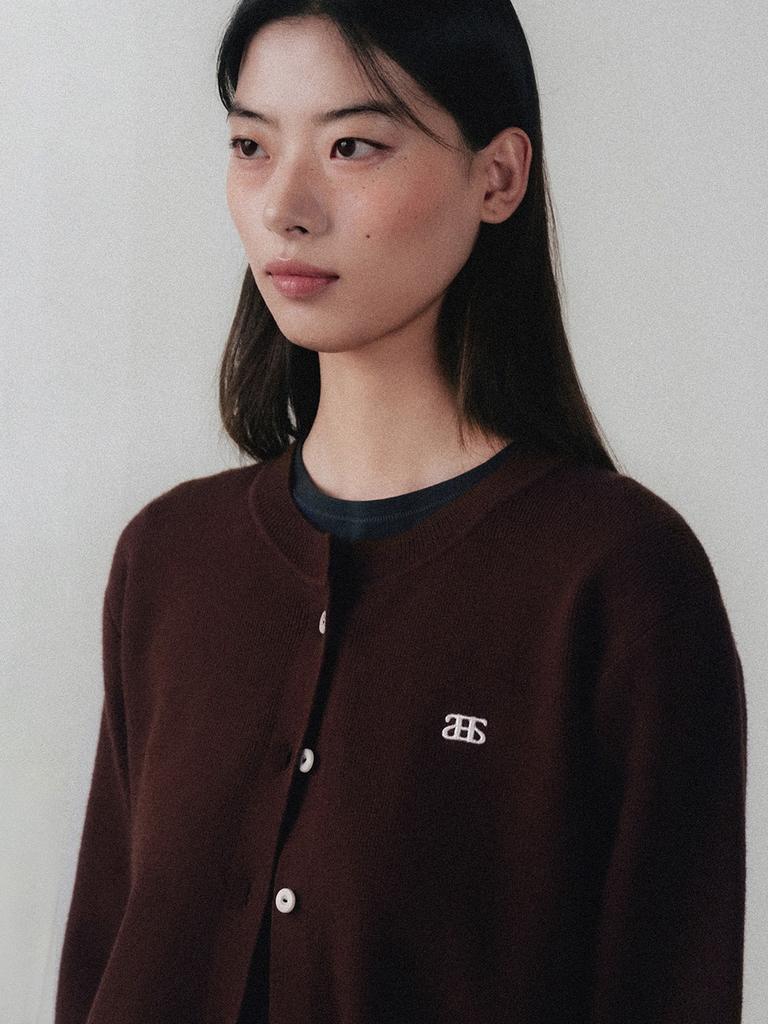 Aenhacheu Logoplay Knit Cardigan Dark Brown