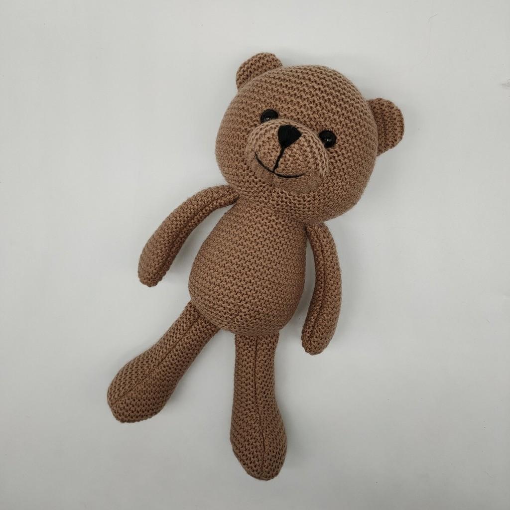 Children Knit Handmade Bear Soft Plush Animal Toy Playroom Decor Birthday Gift