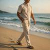 Men’s European Size Linen Summer Sportswear Set: Short-Sleeve Shirt & Pants