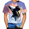 Nowa Letnia Koszulka z Kreskówkowym Nadrukiem 3D Wieloryba Zwierzęcia Morskiego Męska Damska z Okrągłym Dekoltem Krótki Rękaw Oversize Harajuku T-shirty Topy Odzież Dziecięca