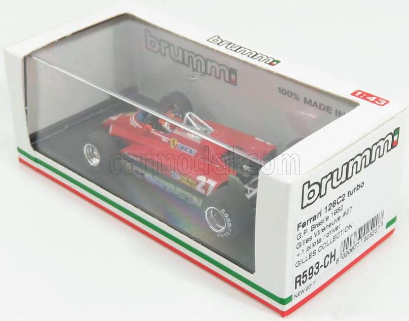 Brumm Scale Ferrari F1 126C2 Gilles Villeneuve Figure 1982 Brazilian Grand Prix BRUMM FERRARI GILLES VILLENEUVE 1/43 Included, [Used]