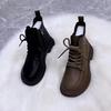 Retro British Martin Boots Women's Autumn and Winter New Thick-soled Lace-up Velvet Thermal Short Boots