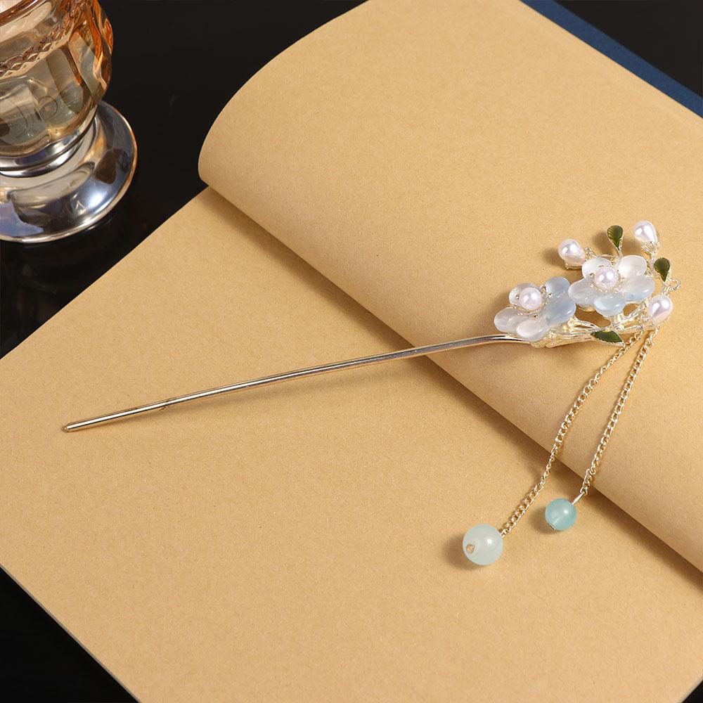 Cheongsam Flower Pearl Metal Hairpin Chinese Style Headwear Ancient Style Hairpin Hanfu Hair Sticks
