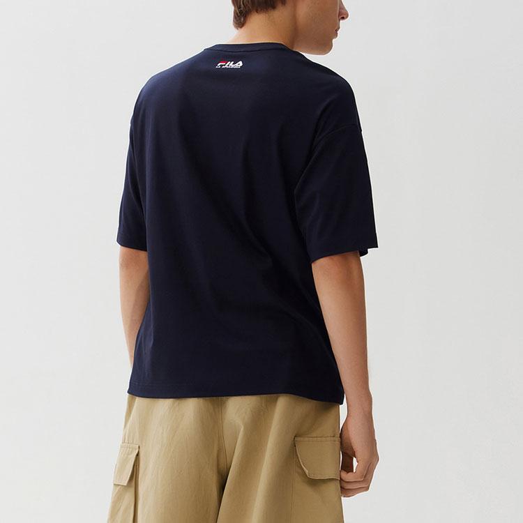 Fila Printed Loose Short Sleeve T-Shirt Men Tops Legendary-Blue F11M128163F-NV