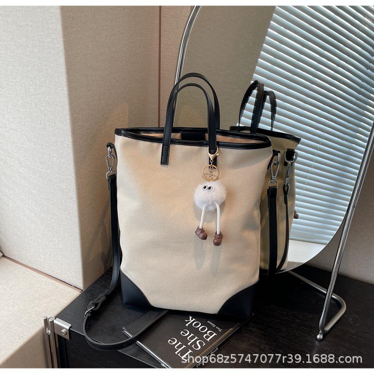 Tote bag women's 2025 new large-capacity commuter bag casual canvas versatile shoulder bag college student class bag