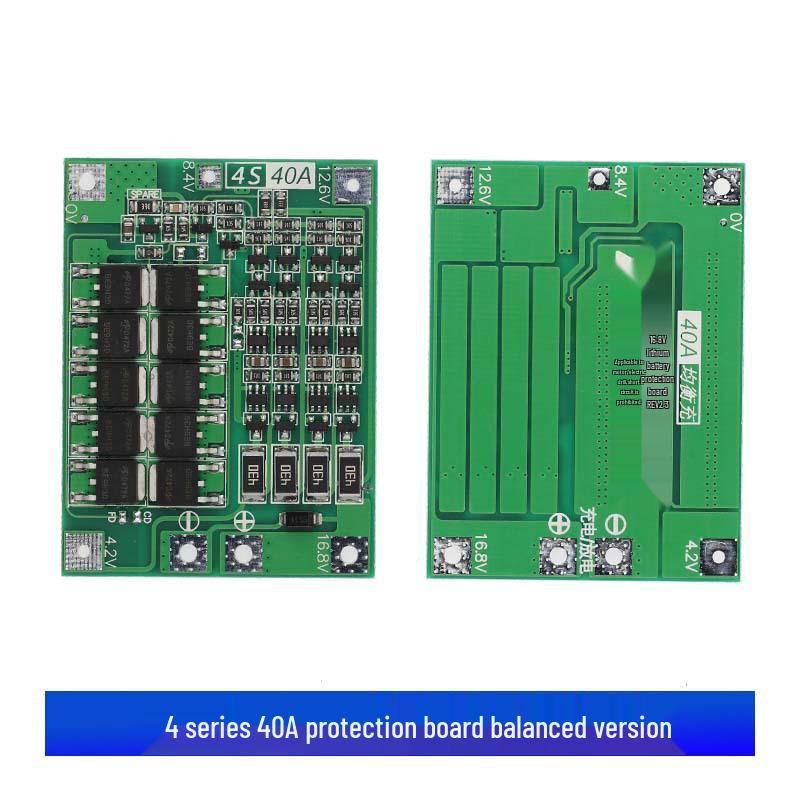 4S 14.8V/16.8V 18650 Lithium Battery Protection Board with Balancing, Supports 40A Drill Start.