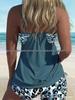Stylowy europejski i amerykański tankini plażowy 2025: Wygodny Damski Dwuczęściowy Zestaw Kostiumu Kąpielowego z Nadrukiem