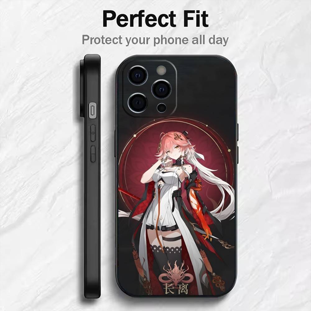 

WuWa GIRLS Printed Phone Case For iPhone17,16,15,14,13,12 Plus,Max Soft Silicone Black Cover iPhone16
