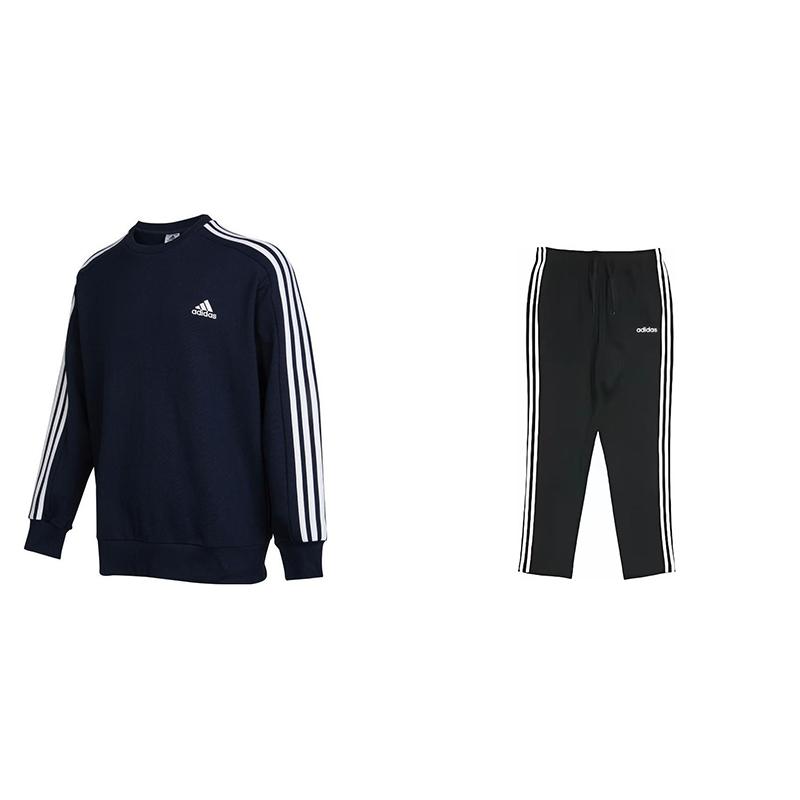 

Полосатый топ с вышитым логотипом Adidas, длинными рукавами, винтажным спортивным трикотажным брюками и толстовкой, комплект унисекс с толстовкой IC9318+DU0456 XXL
