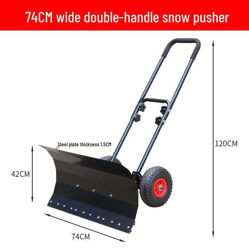 Wheeled Push Snow Shovel - Large Snow Removal Tool