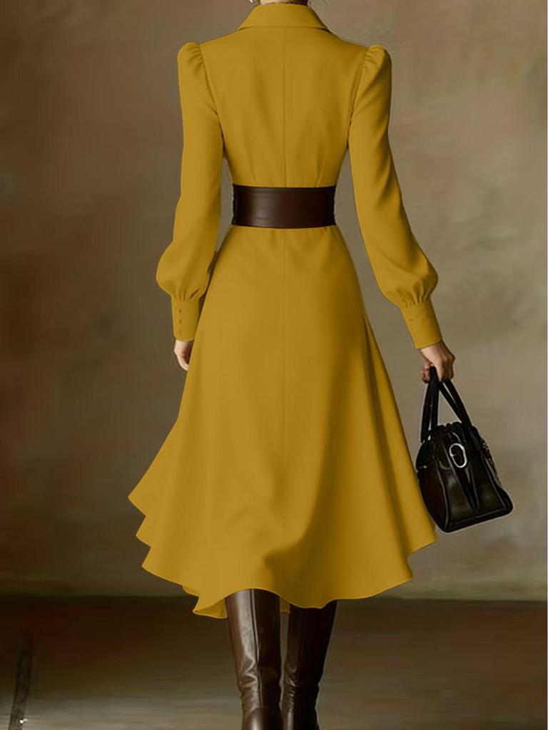 Autumn 2025 Elegant White Waist-Cinched French Formal Dress
