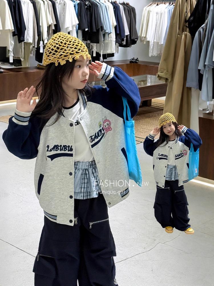 Girls' Stylish Autumn Baseball Jacket 2025 - Trendy Children's Fashion for Fall