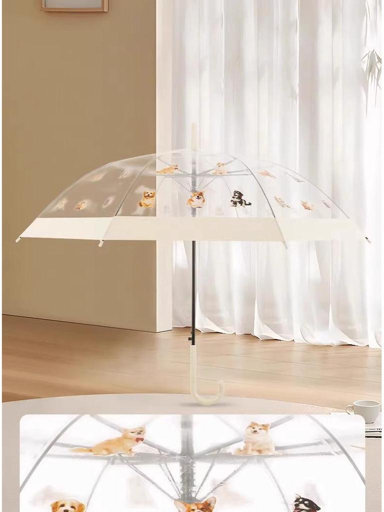 Japanese-Style Cute Black Kitten Umbrella: Fully Automatic, Large, Transparent, Reinforced Long Handle