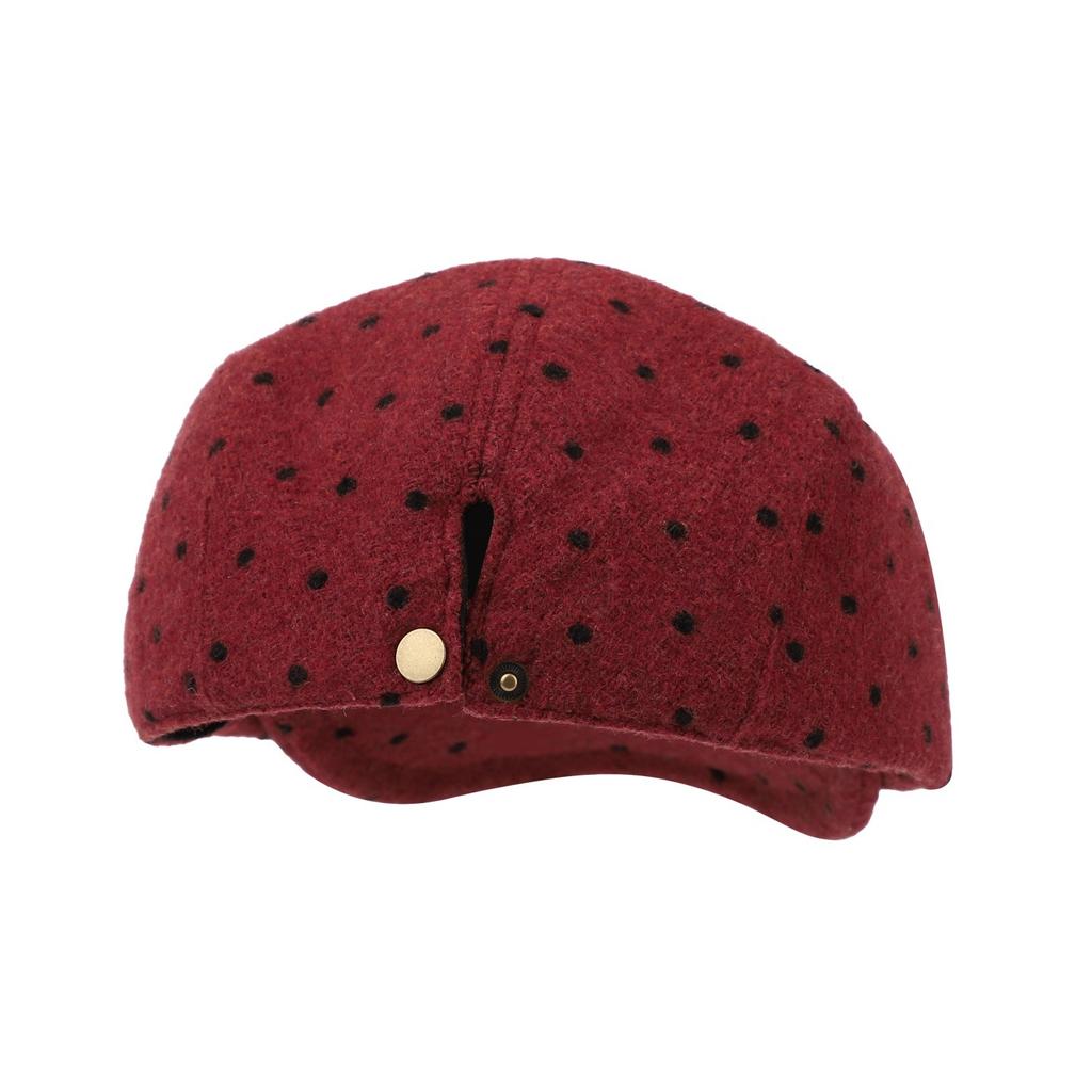 Punktmuster Vorwärtskappe Design Sinn Damen Britischer Stil Retro Großer Kopfumfang Barett Zeigt Gesicht Klein Malerhut