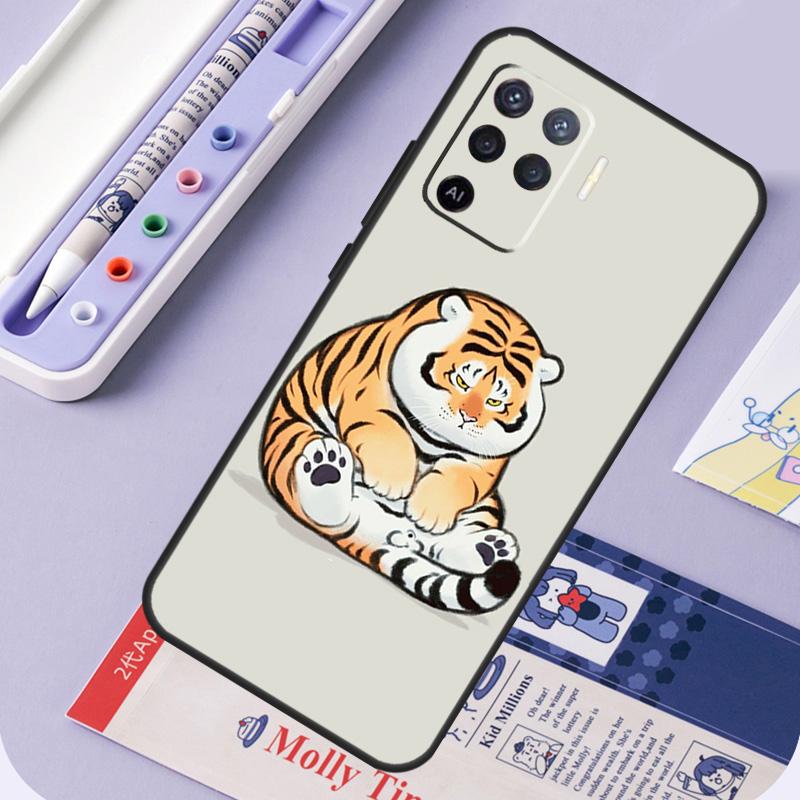 Fat Tiger Cartoon Funny For Oppo A60 A80 A40 A94 A74 A54 A15 A18 A38 A58 A78 A98 A16 A76 A96 A57 A17 A77 A5 Pro Case