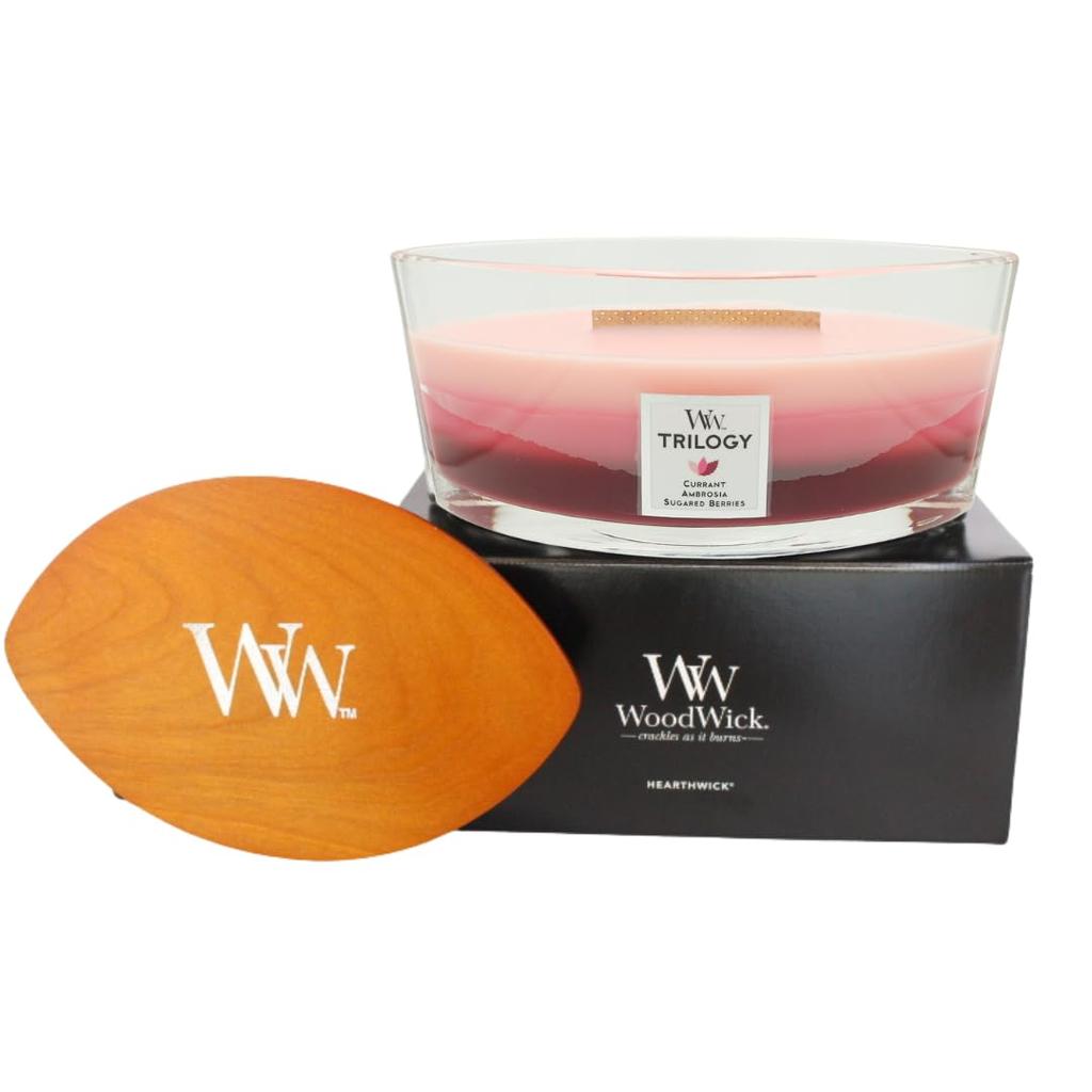 WoodWick WoodWick Trilogy Hearthwick Candle Enjoy 3 Scents In 1 Candle with Bonfire Sound Gift Women Present Fragrance Aroma (Fruit Temptations)