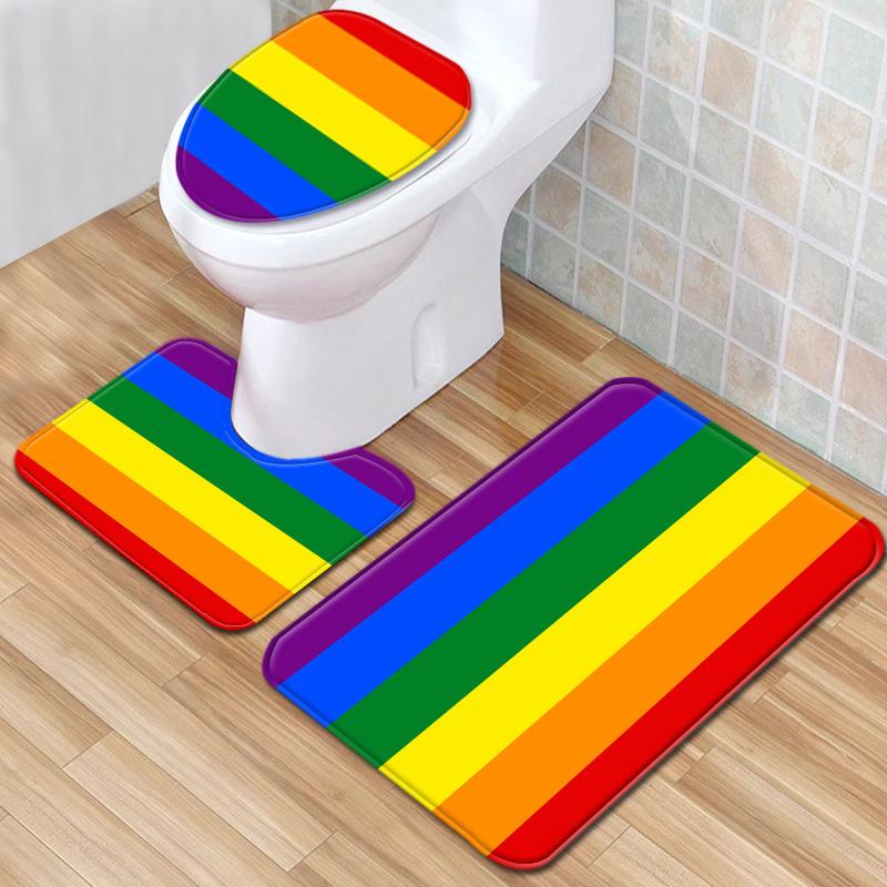 Textured Toilet Three-Piece Floor Mat Bathroom Three-Piece Carpet Doormat