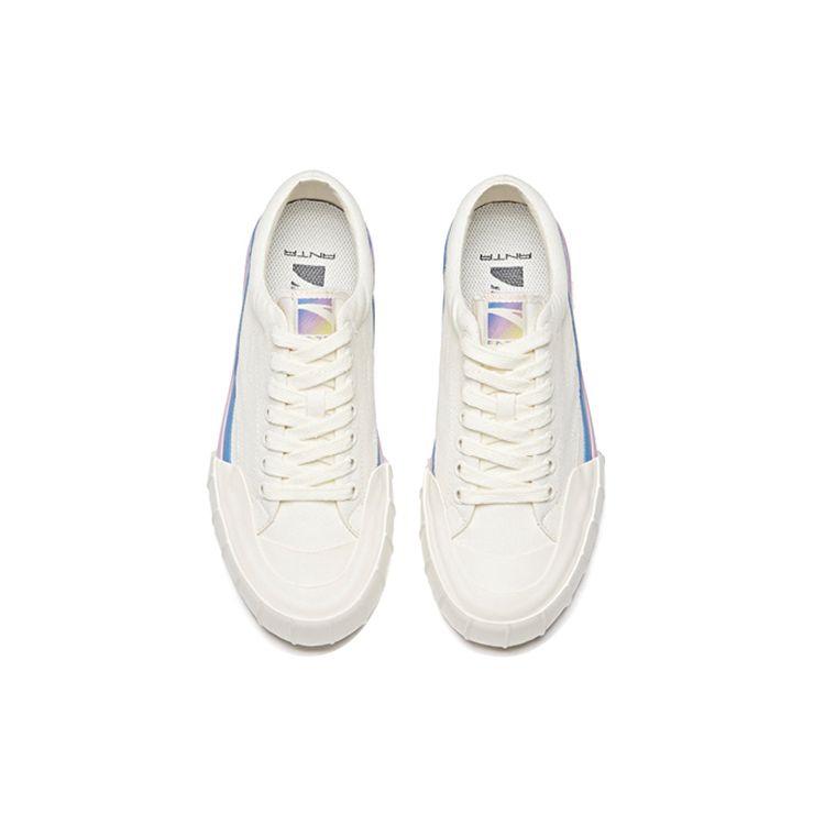 Anta Lifestyle Series Non-Slip Wear-Resistant Low-Top Canvas Shoes Women Sneakers White Blue Purple 122028608-2