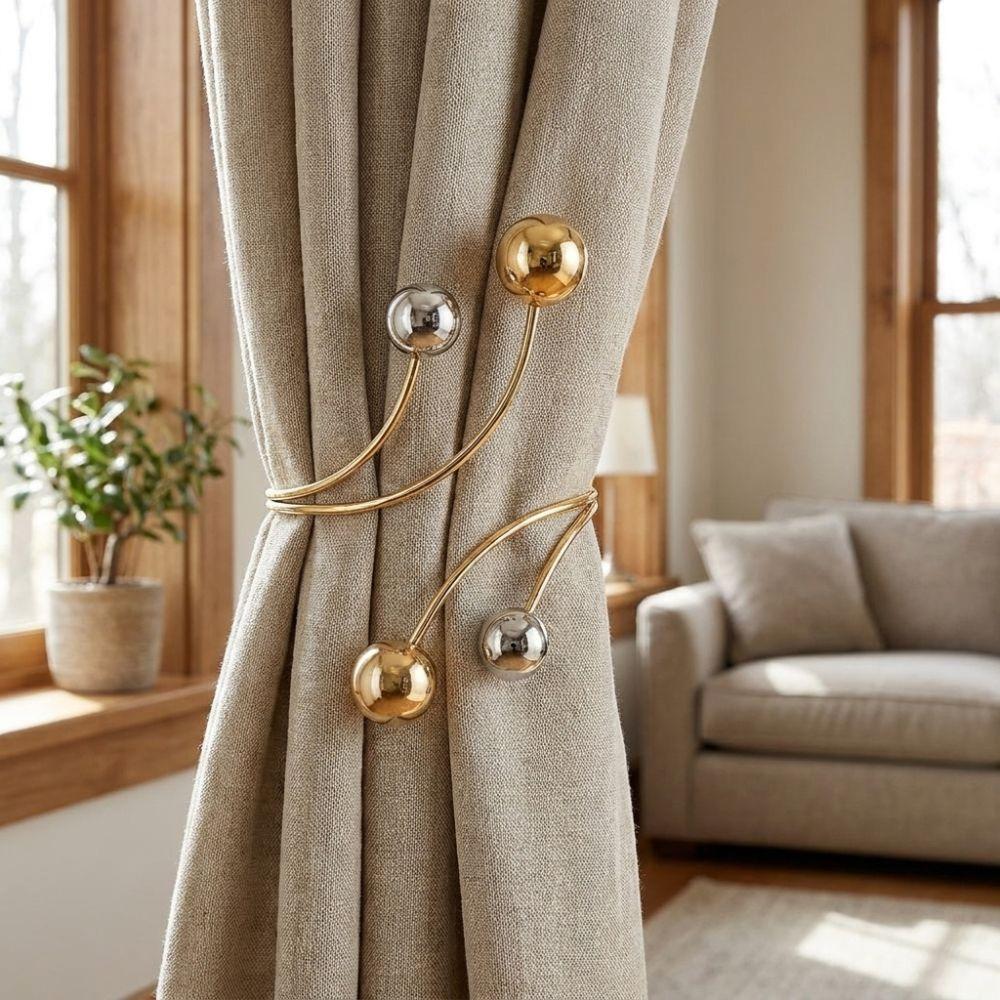 2PCS Pearl Zinc Zinc Alloy Curtain Clips Decorative Curtain Holders Modern Drapery Tiebacks Holiday Decor