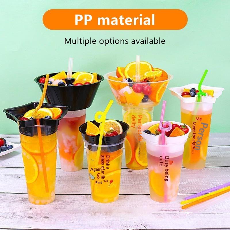 10/50Pcs Disposable Plastic Cup Drink Snack Cup Bowl Bubble Milk Tea Fruit Portable Cups Desserts Fondue Cup Adults Kids