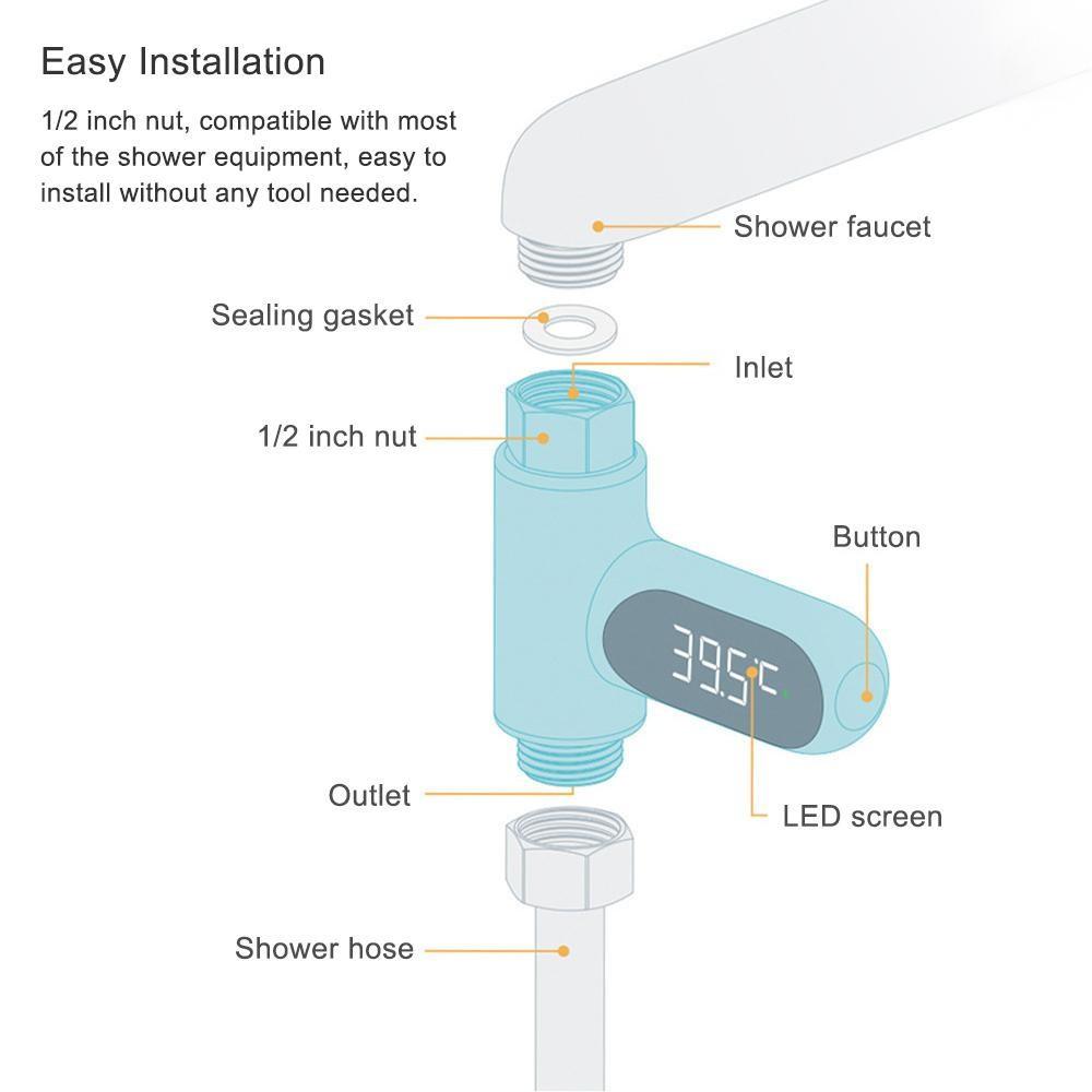 LED Display Water Meter Digital Shower Thermometer Bath Temperature Monitor High Accuracy Shower Bathroom Accessory