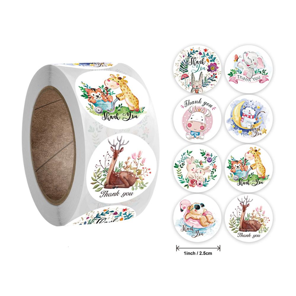 New 500pcs/roll Animals Stickers For Kids Teacher Reward Stickers School Classroom Supplies Round Encourage Stickers