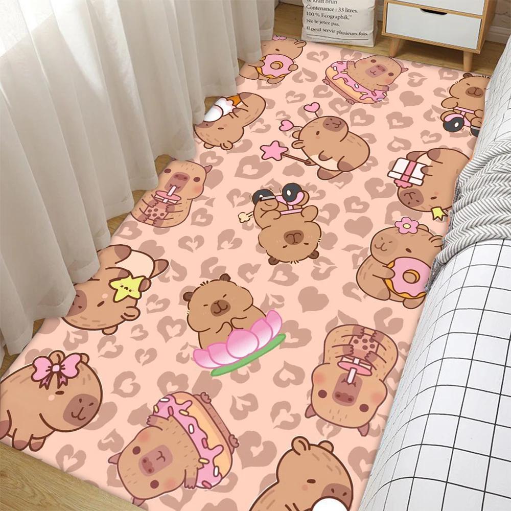 Kawaii Cartoon Capybara Design Carpet NonSlip Rug for Living Room Bedroom Home Decor Area Rug Floor  Mat Sofa Table Mat