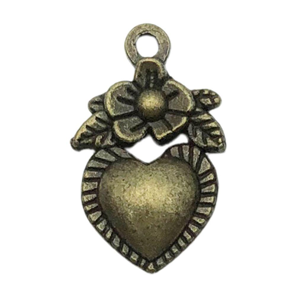 Multicolor Heart & Flower Alloy Pendant Charms for DIY Jewelry