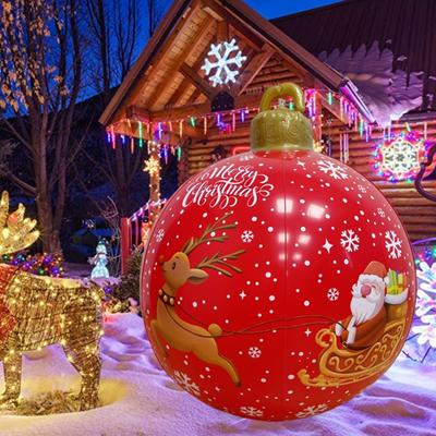 60cm Christmas Outdoor Decorated Inflatable Ball PVC Giant Big Large Balls Xmas Tree Decorations Toy Ball Without Light