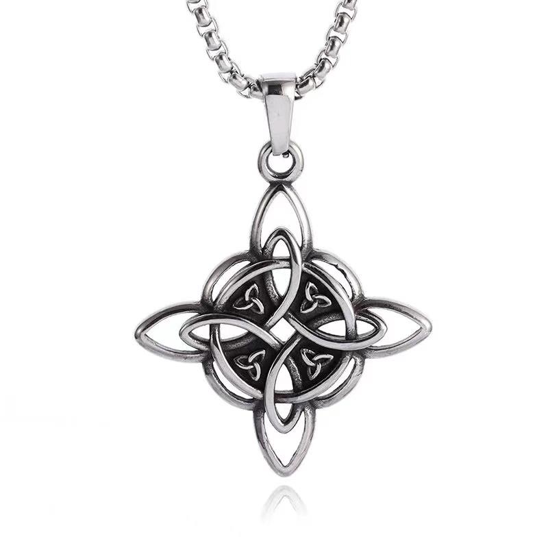 Fashion Antique Silver Color Irish Knot Charms Geometric Pendant Necklace Irish Celtic Knot Necklace Vintage Jewelry Gifts