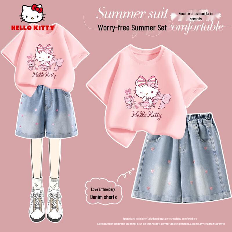 

Hello Kitty Girls Summer Cotton T-Shirt & Denim Shorts Set 110