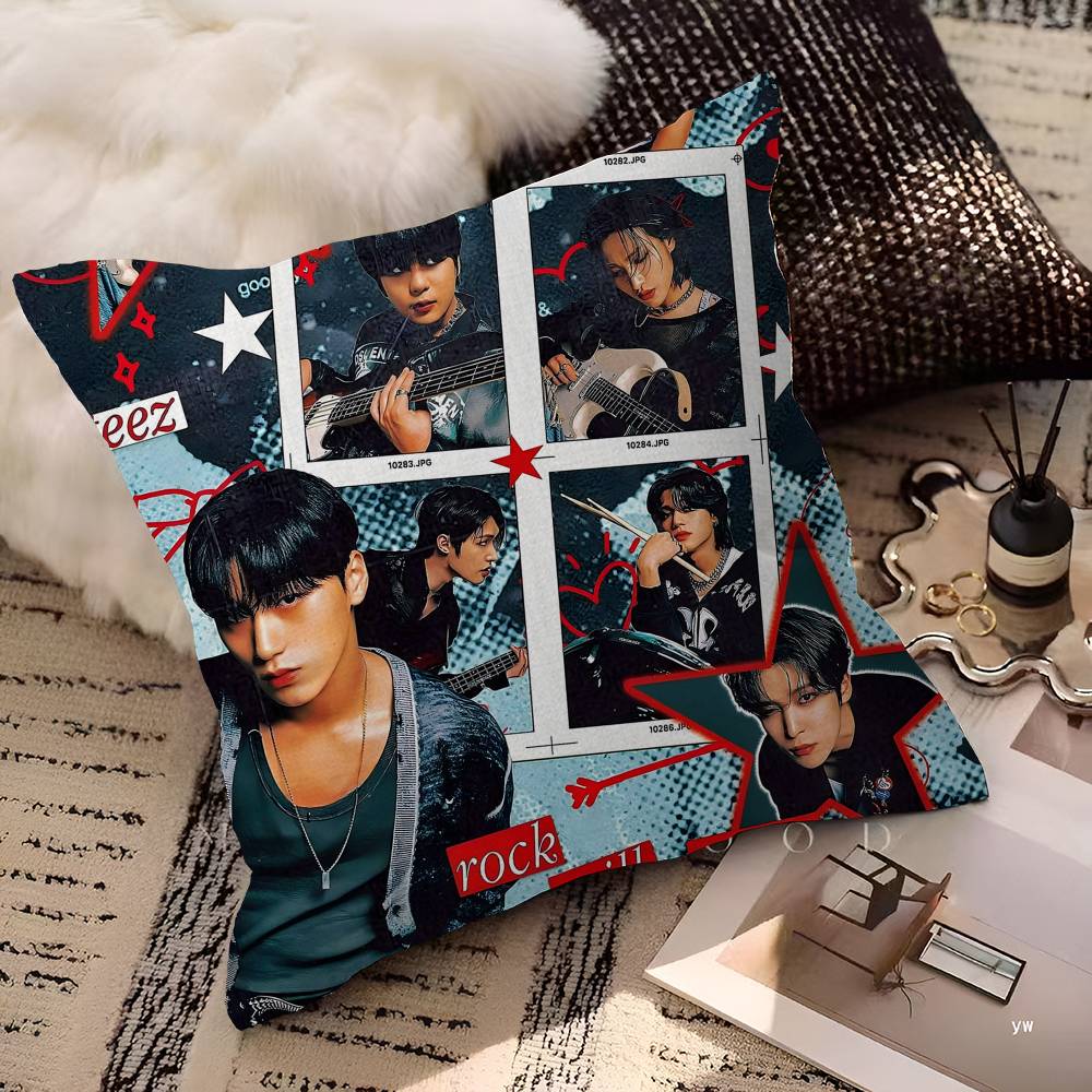 A-ATEEZs-KPOP Klassischer Heißer Sänger Büro Kissenbezug Auto Kissenbezug 45X45CM Lendenkissenbezug Sofakissenbezug
