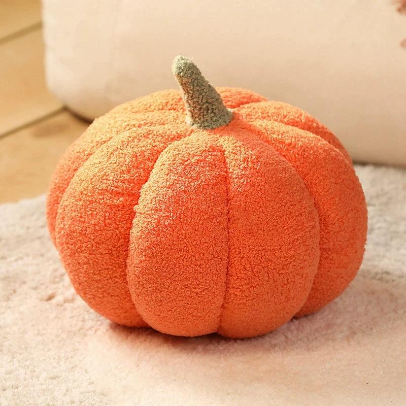 

3D Stuffed Pumpkin Pillow Fluffy Plush Pumpkin Shaped Decoration Fall Thanksgiving Halloween Pillow Cushion Soft Throw for Sofa оранжевый