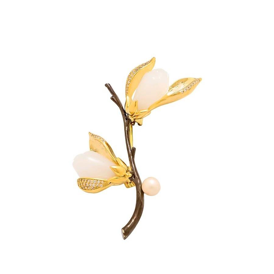 Classical Magnolia Awards Wearing the same Magnolia brooch, high-end corsage women's light luxury personalized pin accessories
