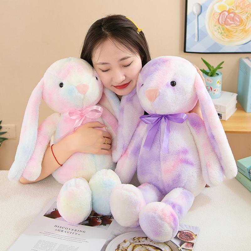 Long Ears Fantastic Rainbow Colorful Plush Rabbit Plush Toy Stuffed Animals Bunny Soft Doll Kids Toys Birthday Christmas Gift