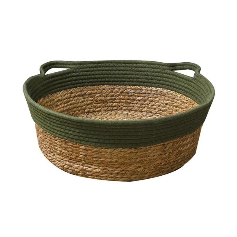 Natural Straw Cats House Resting Basket for Small Dog Cats Scratchproof Bulrush Bed Cats Furniture Pet Nest All Season