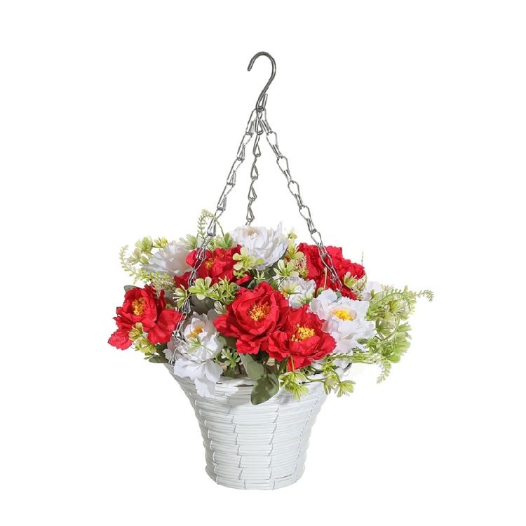 Künstliche Hängepflanze im Plastikkorb für Außen- und Innenbereiche, Terrassen, Höfe, Garten