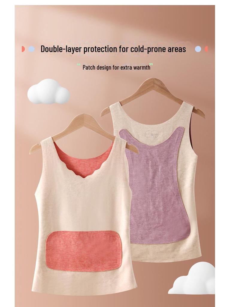 Velvet-Lined Sleeveless Heated Vest for Women - Ideal Autumn/Winter Layer for Middle-Aged and Elderly