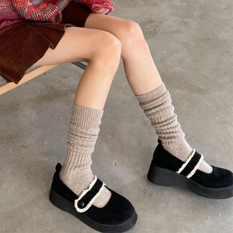 1 Pair Ruffle Calf Socks Calf Tube Frilly Socks Ballet Socks for Girls Knee Length Stockings Princess Style Dress Socks