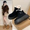 Thick-soled heightening snow boots women's winter velvet women's shoes warm wool cotton boots large cotton shoes